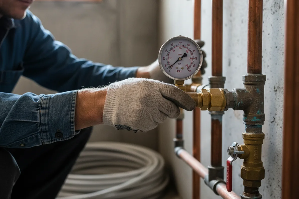 Pressure testing a repaired line during Water Line Repair in Jamaica Plain